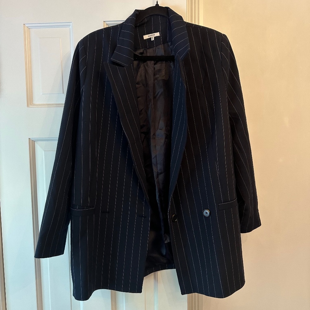 Ganni pin stripe blazer size 12